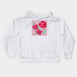 Peonies on pink Kids Hoodie